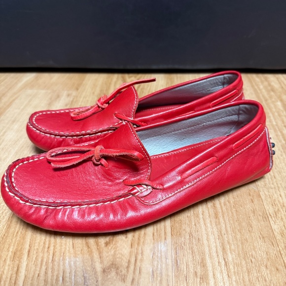 PERLA TRUE RED LEATHER DRIVING LOAFER - Picture 1 of 5